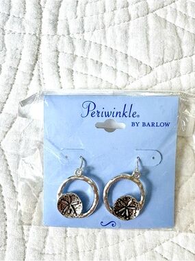 Periwinkle by Barlow Silver Hoop Earrings with Sand Dollar Charms